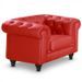 Fauteuil Chesterfield imitation cuir rouge British - Photo n°2