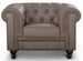 Fauteuil Chesterfield imitation cuir taupe British - Photo n°1