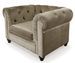 Fauteuil chesterfield velours taupe Cozji - Photo n°1