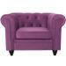 Fauteuil Chesterfield velours violet British - Photo n°1