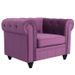 Fauteuil Chesterfield velours violet British - Photo n°4
