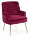 Fauteuil CLELIA – Velours & pieds acier doré - Photo n°1