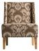 Fauteuil crapaud tissu imprimé beige et pieds pin massif clair Daisy - Photo n°1