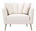 Fauteuil crème design tissu et pieds métal doré KIEV - Photo n°1