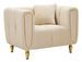 Fauteuil crème velours matelassé élégant Alma - Photo n°1