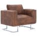 Fauteuil cube Marron Similicuir daim - Photo n°1