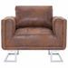 Fauteuil cube Marron Similicuir daim - Photo n°4