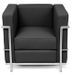 Fauteuil cuir noir et métal Kubik - Photo n°1