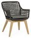 Fauteuil de jardin moderne tressage en corde noir et pieds en bois de teck Dikson - Lot de 2 - Photo n°1