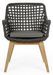 Fauteuil de jardin moderne tressage en corde noir et pieds en bois de teck Dikson - Lot de 2 - Photo n°2