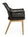 Fauteuil de jardin moderne tressage en corde noir et pieds en bois de teck Dikson - Lot de 2 - Photo n°4