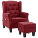 Fauteuil de massage avec repose-pied Rouge bordeaux Tissu - Photo n°1