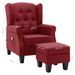 Fauteuil de massage avec repose-pied Rouge bordeaux Tissu - Photo n°9