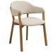 Fauteuil de salle à manger en chêne massif et tissu beige DUNKIRK - Photo n°1