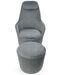 Fauteuil design avec repose-pieds tissu gris Lanod - Photo n°3