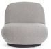 Fauteuil design pivotant tissu doux bouclé gris et pieds acier noir MAGGY - Photo n°1