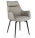 Fauteuil design simili cuir beige et pieds acier noir Lowra - Lot de 2 - Photo n°1