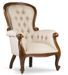 Fauteuil en bois d'acajou marron et assise tissu beige CASTLE - Style colonial - Photo n°1