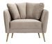 Fauteuil gris design tissu et pieds métal doré Liry - Photo n°1