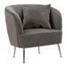 Fauteuil gris velours pieds argentés design moderne - Photo n°1