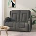 Fauteuil inclinable et porte-gobelets 2 places Gris foncé Tissu - Photo n°1