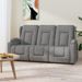 Fauteuil inclinable et porte-gobelets 3 places Gris Similicuir - Photo n°1