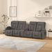 Fauteuil inclinable et porte-gobelets 4 places Gris clair Tissu 8 - Photo n°1