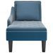 Fauteuil long avec coussin et accoudoir droit bleu velours - Photo n°4