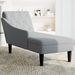 Fauteuil long avec coussin et accoudoir droit gris clair tissu - Photo n°3