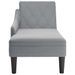 Fauteuil long avec coussin et accoudoir droit gris clair tissu - Photo n°4