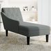 Fauteuil long avec coussin et accoudoir droit gris foncé tissu - Photo n°3