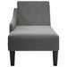 Fauteuil long avec coussin et accoudoir droit gris foncé tissu - Photo n°4