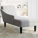 Fauteuil long avec coussin et accoudoir droit gris nuage tissu - Photo n°3