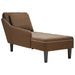 Fauteuil long avec coussin et accoudoir droit marron similicuir - Photo n°1