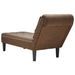 Fauteuil long avec coussin et accoudoir droit marron similicuir - Photo n°6