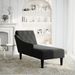 Fauteuil long avec coussin et accoudoir droit noir tissu - Photo n°2