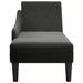 Fauteuil long avec coussin et accoudoir droit noir tissu - Photo n°4