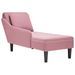 Fauteuil long avec coussin et accoudoir droit rose velours - Photo n°1