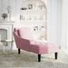 Fauteuil long avec coussin et accoudoir droit rose velours - Photo n°2