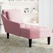 Fauteuil long avec coussin et accoudoir droit rose velours - Photo n°3