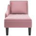 Fauteuil long avec coussin et accoudoir droit rose velours - Photo n°4