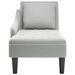 Fauteuil long et coussin et accoudoir droit gris clair velours - Photo n°4