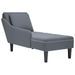 Fauteuil long et coussin et accoudoir droit gris foncé velours - Photo n°1