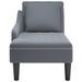 Fauteuil long et coussin et accoudoir droit gris foncé velours - Photo n°4