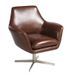 Fauteuil pivotant cuir marron et pieds en acier Yoanne - Photo n°1