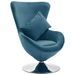 Fauteuil pivotant en forme d’œuf avec coussin Bleu Velours - Photo n°1