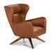 Fauteuil pivotant similicuir marron et pieds en bois Nolane - Photo n°1