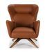 Fauteuil pivotant similicuir marron et pieds en bois Nolane - Photo n°3