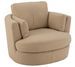 Fauteuil pivotant tissu beige et pied en bois Vida - Photo n°1