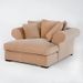 Fauteuil relax tissu beige et pieds pin massif Amoux - Photo n°1